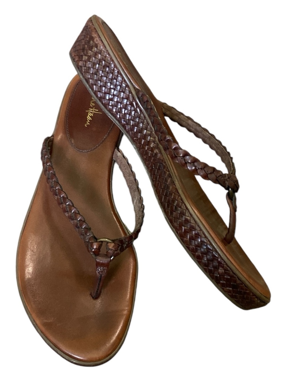 Cole Haan Braided Leather Brown Women’s Thong Sandals